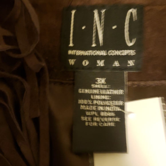 INC International Concepts Western Brown Suede boho festival Fringe Jacket 3X - Picture 7 of 8